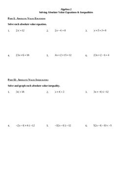 solving absolute  equations worksheet answers promotiontablecovers