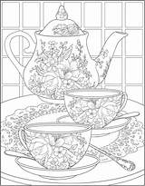 Pages Coloring Tea Time Colouring Dover Publications Printable Doverpublications Sheets sketch template