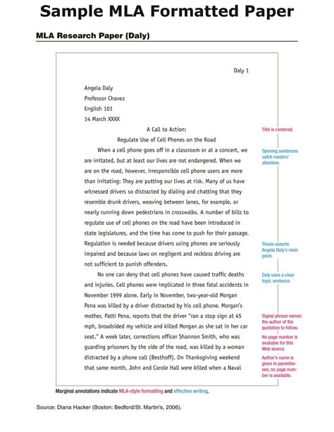 mla research paper template sample papers  mla style