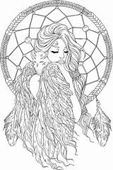 Coloring Adult Pages Book Colouring Printable Sheets Fantasy Printables Grown Ups Dreamcatcher Girls sketch template