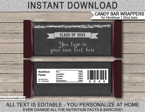 graduation hershey candy bar wrappers personalized candy bars