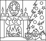 Fireplace Kamin Weihnachten Colouring Malvorlage Kunjungi sketch template