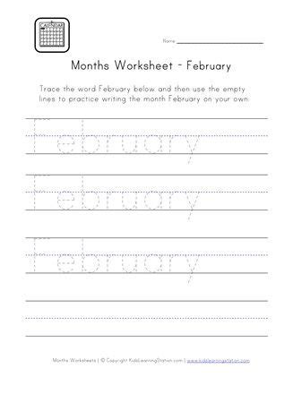 february worksheet  kids  printable months worksheet focuses