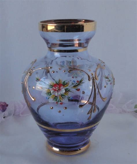 Alexandrite Glass Vase With Gold And Enamel Flowers Possible