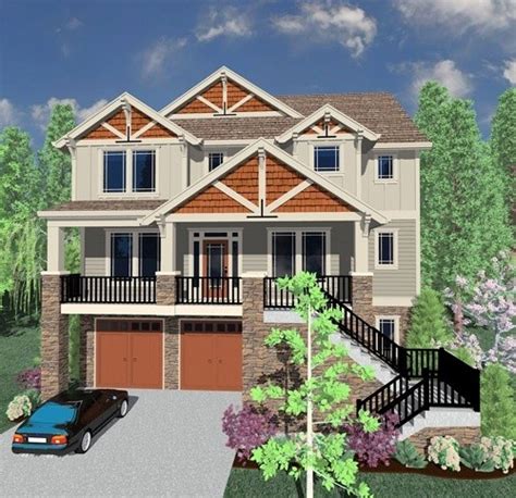 uphill sloping lot house plans