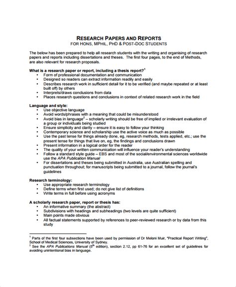 sample research project templates   ms word