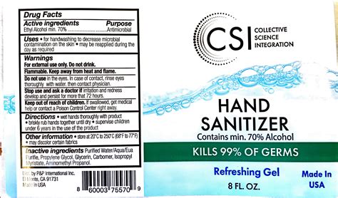 csi oz hand sanitizer gel gel