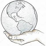 Holding Drawing Hands Hand Earth Illustration Sketch Vector Stock Coloring Save Depositphotos Pages Supporting Sketches Template Human sketch template
