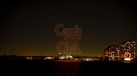 drone show   york celebrates candy crushs  anniversary