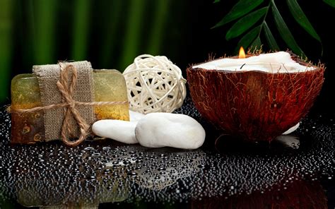 wallpaper spa soap candle coconut  coolwallpapers