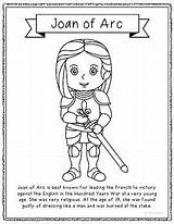 Arc Joan Coloring Poster Biography Craft Kids France Mini Teacherspayteachers Saint Pages History Project Interactive sketch template
