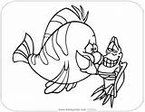 Coloring Flounder Sebastian Pages Mermaid Little Printable Scuttle Disneyclips Disney sketch template