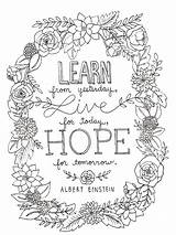 Coloring Pages Quote Colouring Quotes Printable Inspirational Adult Color Words Printables Einstein Albert Kids Disney Good Floral Know Choose Board sketch template