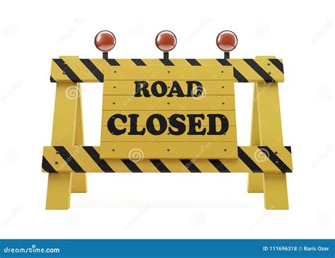 road closed sign  white stock illustration illustration  road
