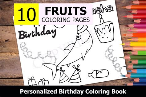 shark theme personalized birthday coloring book coloring books  adults