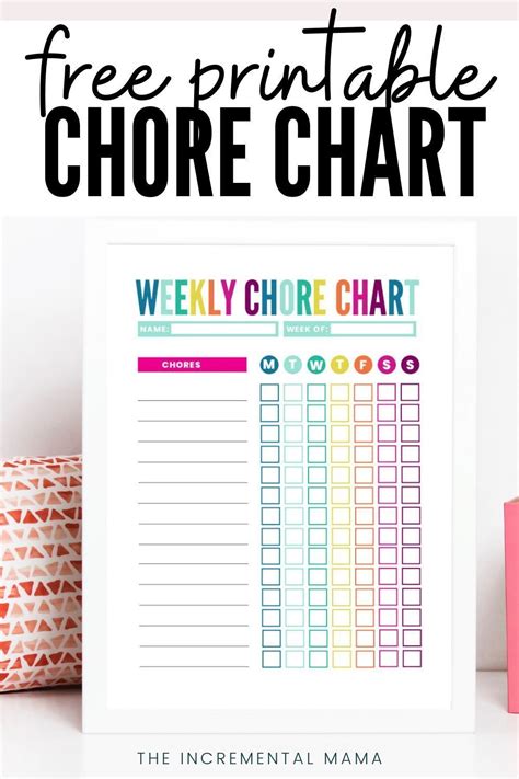 cute colorful  customizable chore chart printable chore chart