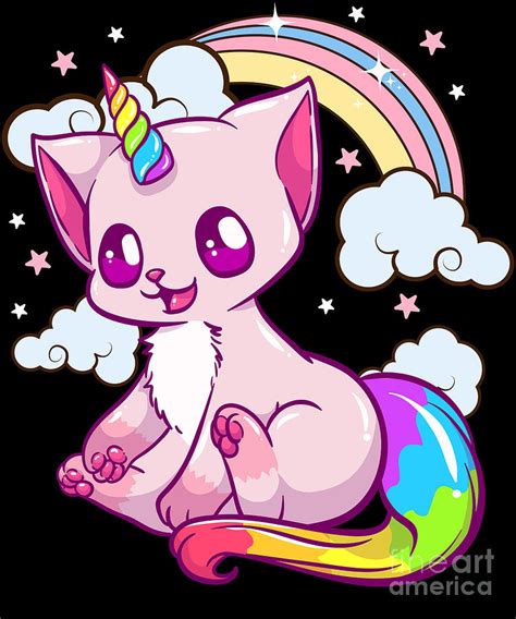 cute funny unicorn cat rainbow kitty unicorn digital art   perfect