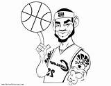 Lebron James Coloring Cartoon Pages Basketball Drawing Lakers Template Jordan sketch template