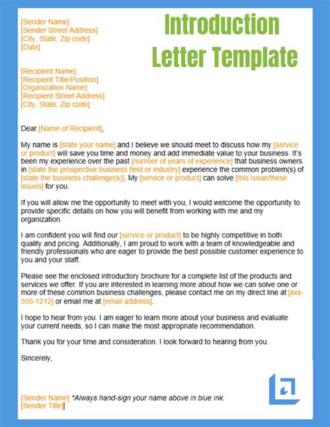 introduction letter sample  business writing templates