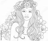 Coloring Pages Girl Beautiful Girls Adult Flowers Printable Cute Vector Cool Royalty Print Colouring Teenage Book Comp Contents Similar Search sketch template