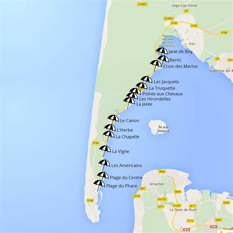 plan des plages du cap ferret cote bassin cap ferret tourisme landes bassin darcachon