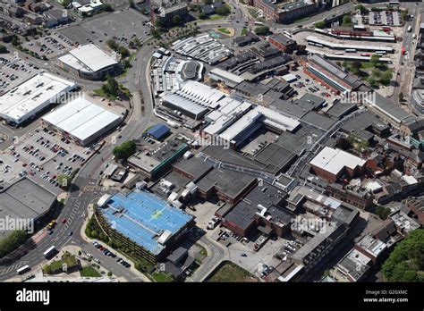 aerial view  bury town centre lancashire uk stock photo alamy
