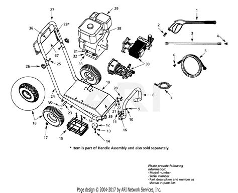 troy bilt  pressure washer parts diagram  general assembly