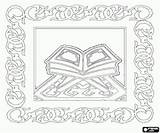 Quran Coloring Islam Sacred Book Ramadan Craft Crafts sketch template