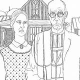 Coloring Pages American Color Gothic Wood Print History Famous Grant Margaret 2008 1891 1942 sketch template