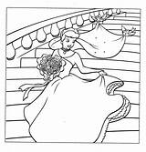 Cinderella Coloring Pages Disney Princess Gown Wedding Her Colouring Color Sheet sketch template