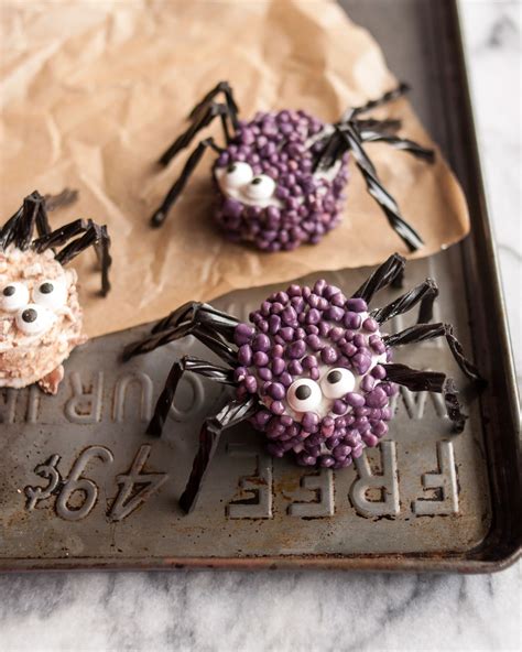 Halloween Recipe Candy Coated Marshmallow Spiders Kitchn
