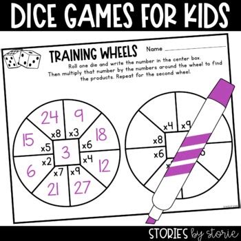 multiplication dice game freebie  stories  storie tpt