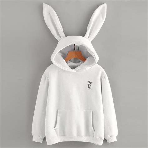 women cute rabbit ears winter hooded sweatshirt women embroidery