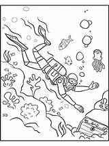 Coloring Scuba Diver Diving Pages Sea Deep Kids Printable Snorkeling Summer Colouring Color Grade Sheets Worksheet Drawing People Education Worksheets sketch template