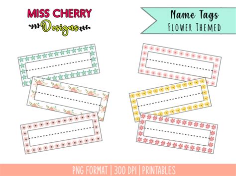 tags flower themed printables graphic   cherry designs