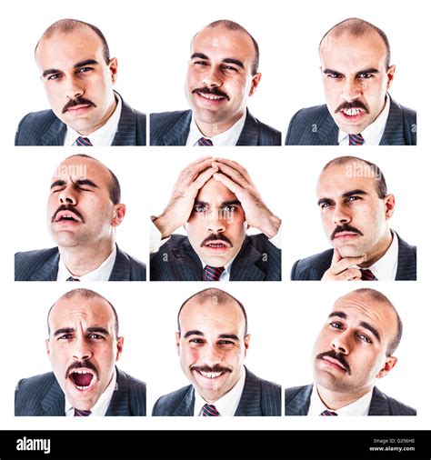 collection   businessmans  facial expressions isolated