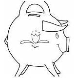 Piggy Coloring Bank Fat Sharp Horn sketch template