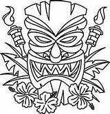Tiki Mask Coloring Pages Template Head Hawaiian Printable Tattoo Drawing Totem Masks Luau Printables Clip Faces God Craft Party Paradise sketch template