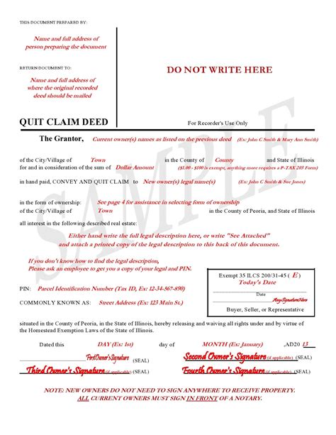 sample quit claim deed form fill   sign printable  template