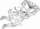 Flying Clipart Book Girl Library Cliparts Time Clip sketch template