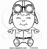 Pilot Cartoon Coloring Aviator Sitting Boy Happy Clipart Cory Thoman Outlined Vector Template sketch template