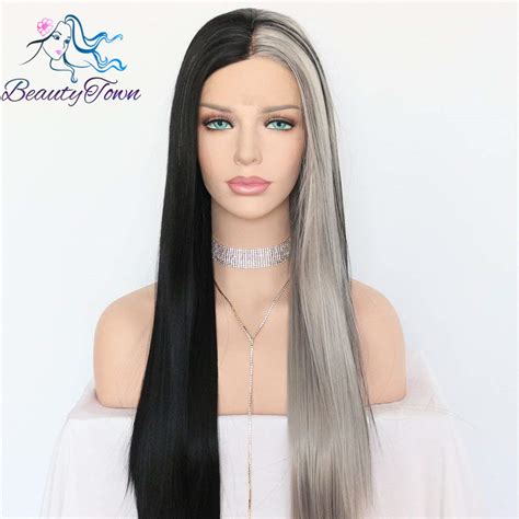 beautytown  black  white color hand tied heat resistant hair