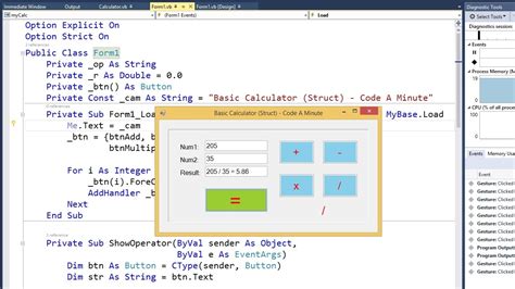 visual basic code  simple calculator