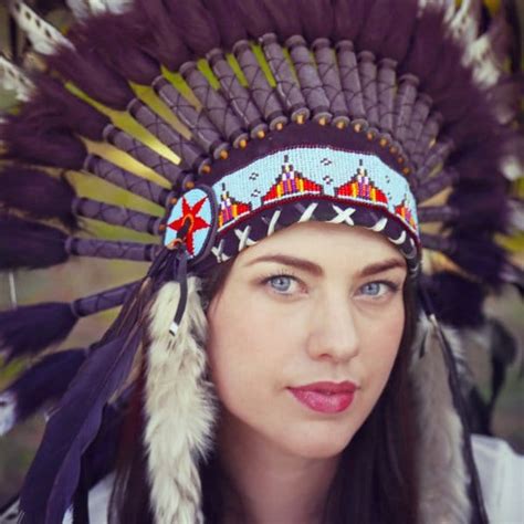 Native American Indian War Headdress Black With Spot Feather