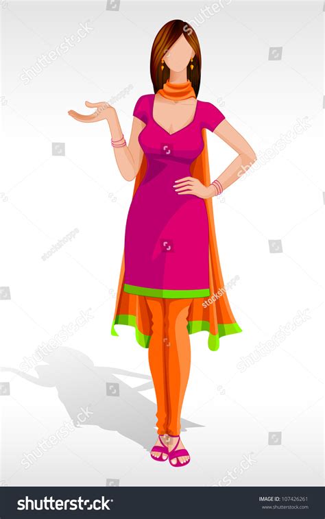 vector illustration indian lady posing salwar stock vector