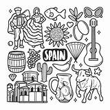Spagna Espagnol Symbole Confezione Infografica Scarabocchi Gratuito Coeur Symboles sketch template