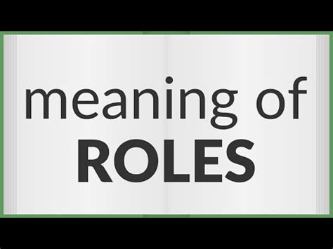 roles meaning  roles youtube