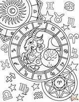 Coloring Pages Zodiac Signs Capricorn Sign Printable Astrology Mandala Adult Popular sketch template