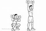 Squat Thrusters Dumbbell Press Overhead Exercise Workoutlabs sketch template