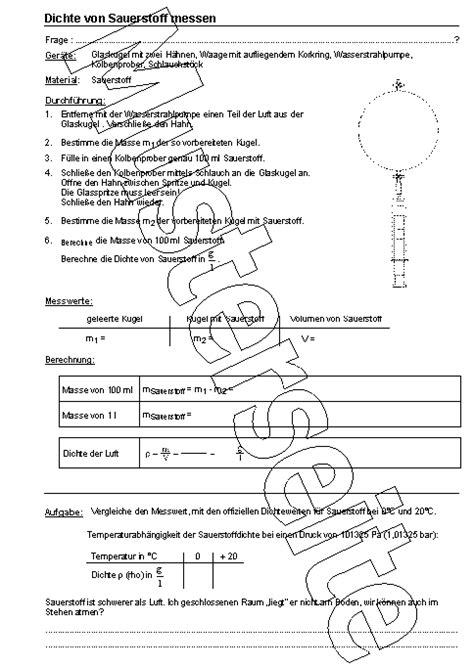 dichte von sauerstoff messen